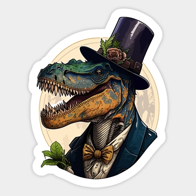 Dinosaur Trex with Top hat Sticker by K3rst